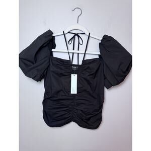 Sophie Rue Revolve Black Cotton Puff Sleeve Top Small NWT